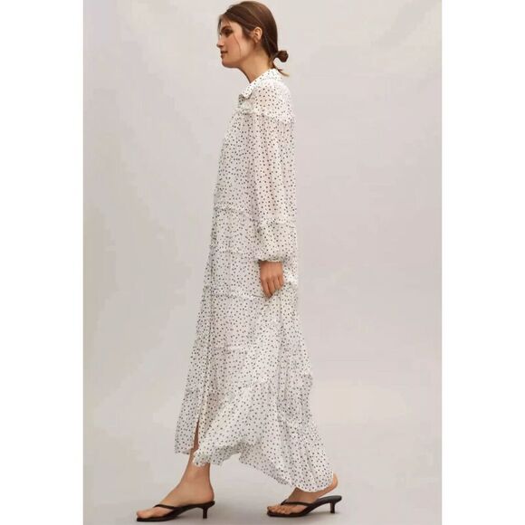 By Anthropologie Long-Sleeve Smocked Tiered Maxi Dress - Picture 4 of 11